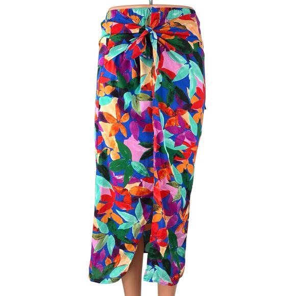 NEW Lulus Multicolor Floral Midi Maxi Straight Pencil Cover-up Wrap Skirt Sz XS - Picture 1 of 6